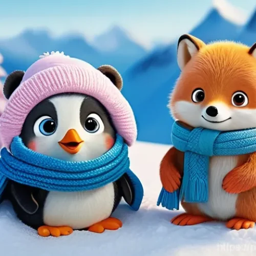 Home 13 시크릿쥬쥬와 한국 애니메이션 역사 - **Prompt: Arctic Adventure with Friends**
A group of adorable, anthropomorphic animal characters...