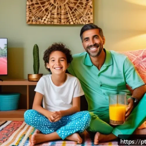 시크릿쥬쥬 TV 방영 시간 - A cozy family living room scene in Brazil during the evening, with a mother and father sitting on a ...