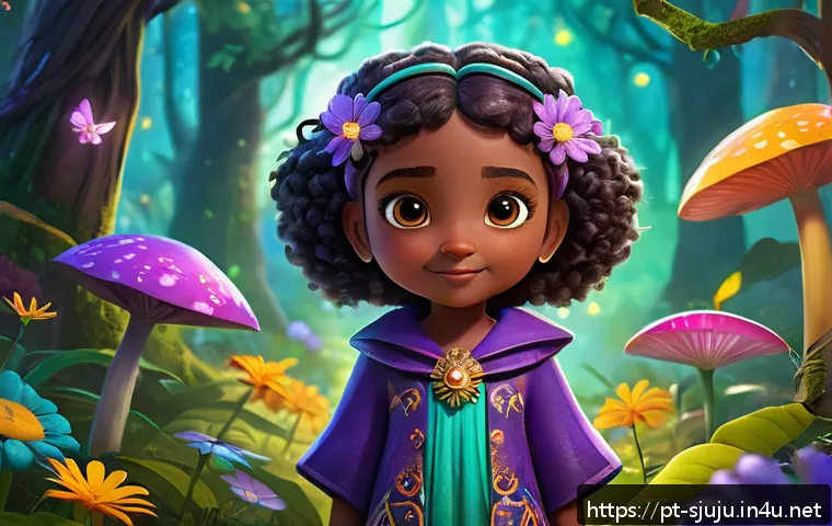 시크릿쥬쥬 플래시 게임 소개 - A vibrant fantasy game scene featuring Juju, a cheerful young female character wearing colorful, mod...